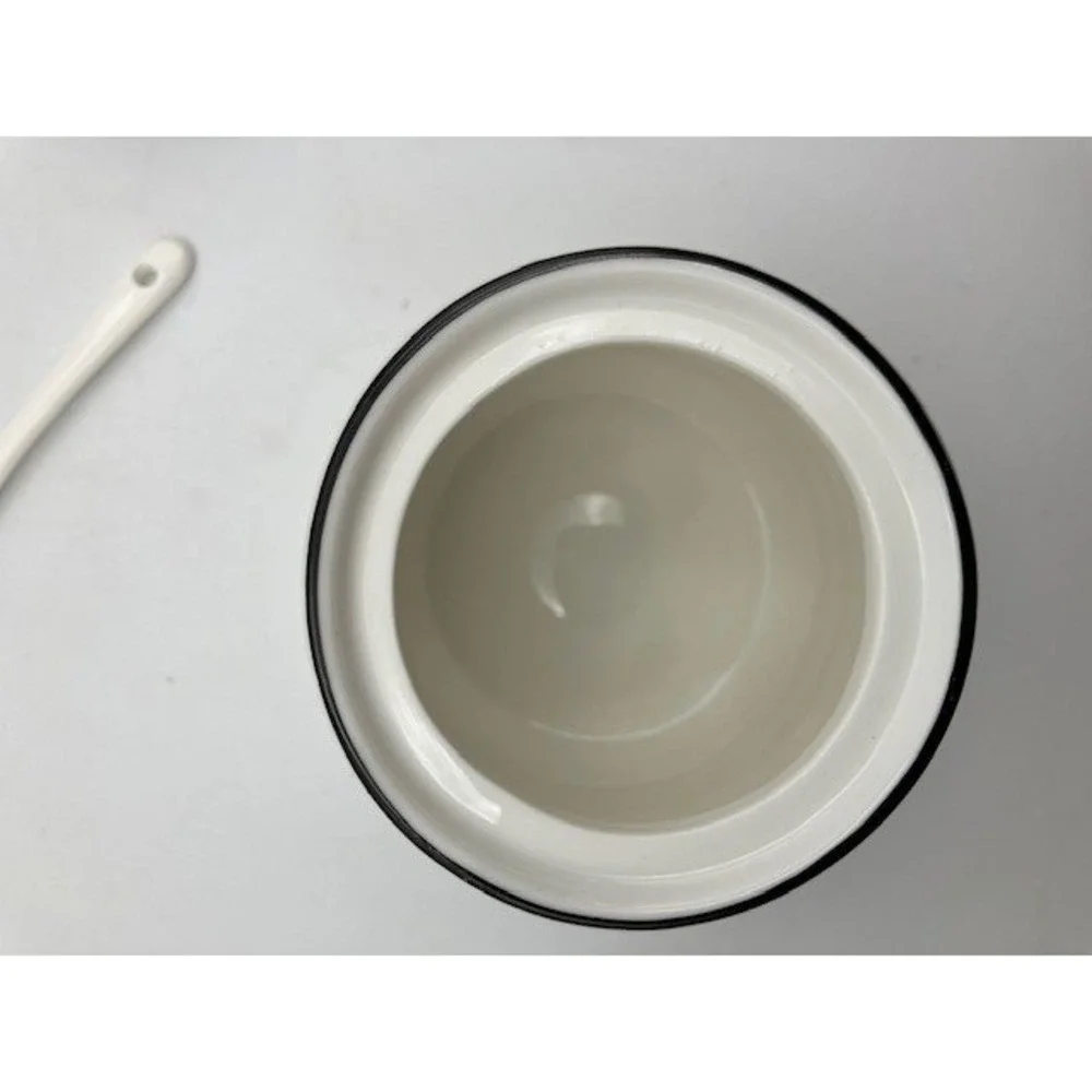 White Ceramic Sugar Bowl Jar with Lid‎ and Spoon 4.5